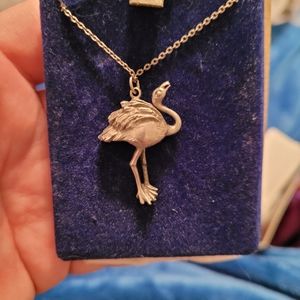 Vintage pewter flamingo necklace